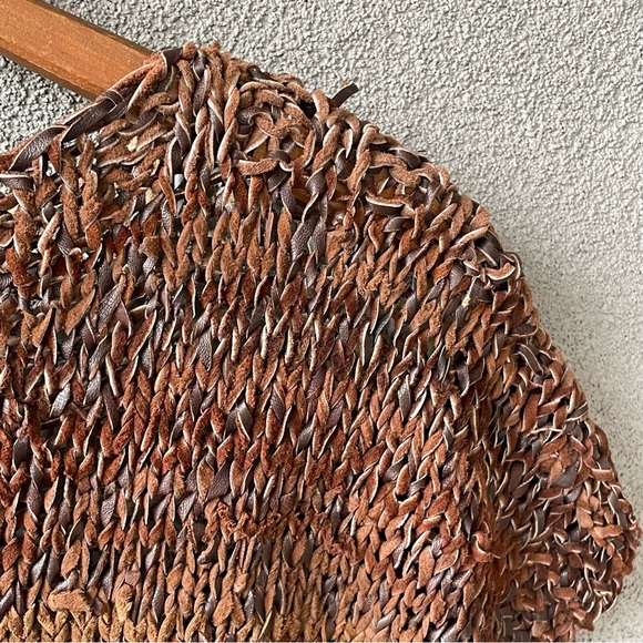 Braided Suede Leather Top, Boho Chic Leather Fringe Top, Vintage Gift for Her, - Picture 8 of 10